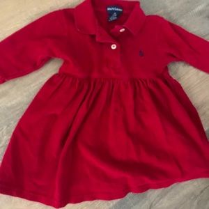 B2G1 Vintage Ralph Lauren Red Long Sleeve Polo Collared Dress